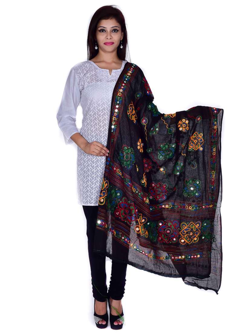 black embroidered dupatta