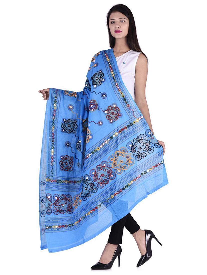 blue embroidered dupatta - 18906776 -  Standard Image - 1