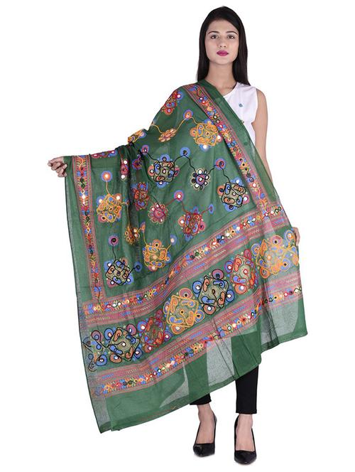 green embroidered dupatta - 18906777 - Standard Image - 0