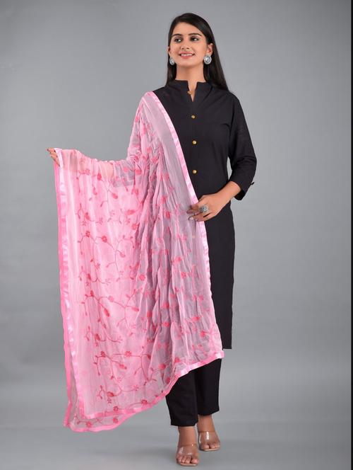 pink floral embroidered dupatta - 18906778 -  Standard Image - 0