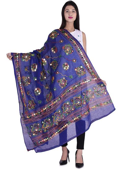 blue embroidered dupatta - 18906795 - Standard Image - 0