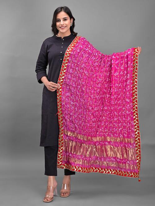 pink self design bandhani dupatta - 18906975 -  Standard Image - 0