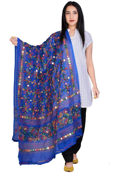 blue self design embroidered dupatta - 18906983 - Standard Image - 0