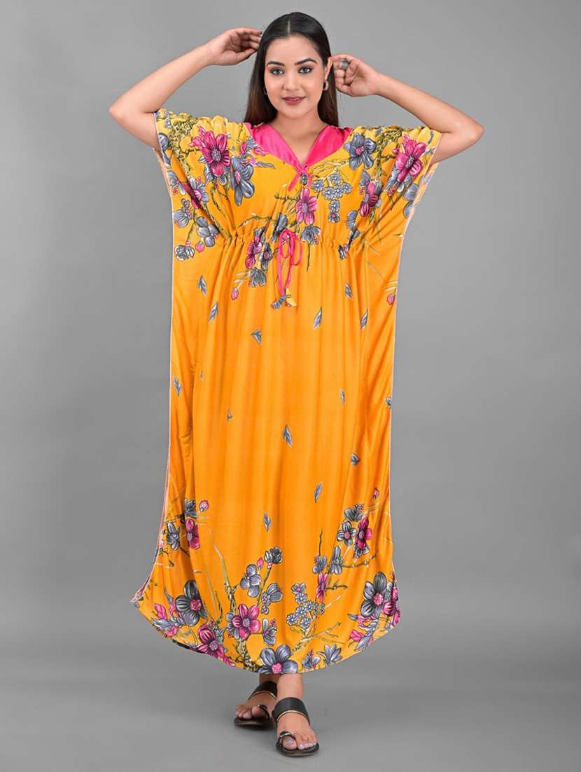women floral printed satin nighty - 18908906 -  Standard Image - 1
