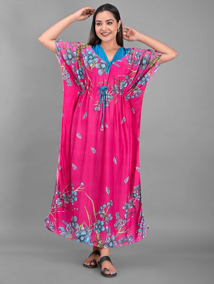women v neck printed nighty - 18908928 -  Standard Image - 1