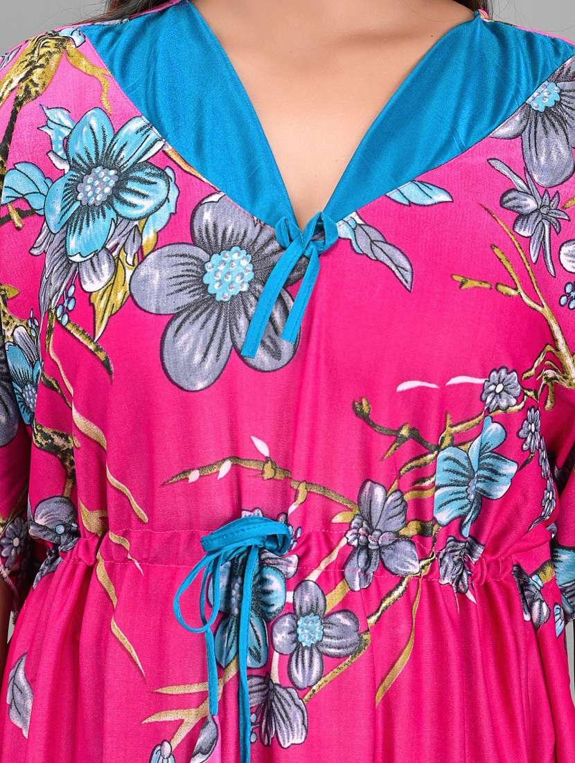 women v neck printed nighty - 18908928 -  Standard Image - 4