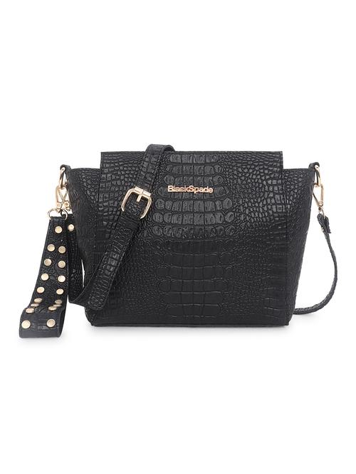 black leatherette (pu) sling bag - 18909272 -  Standard Image - 0
