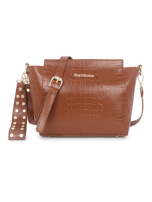 tan leatherette (pu) sling bag - 18909275 - Standard Image - 0
