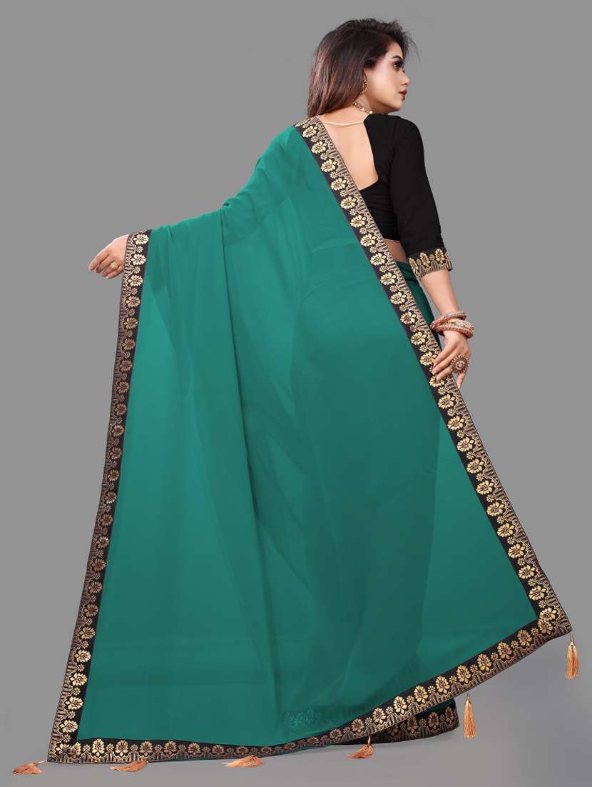women's bordered green colored saree - 18909473 -  Standard Image - 1