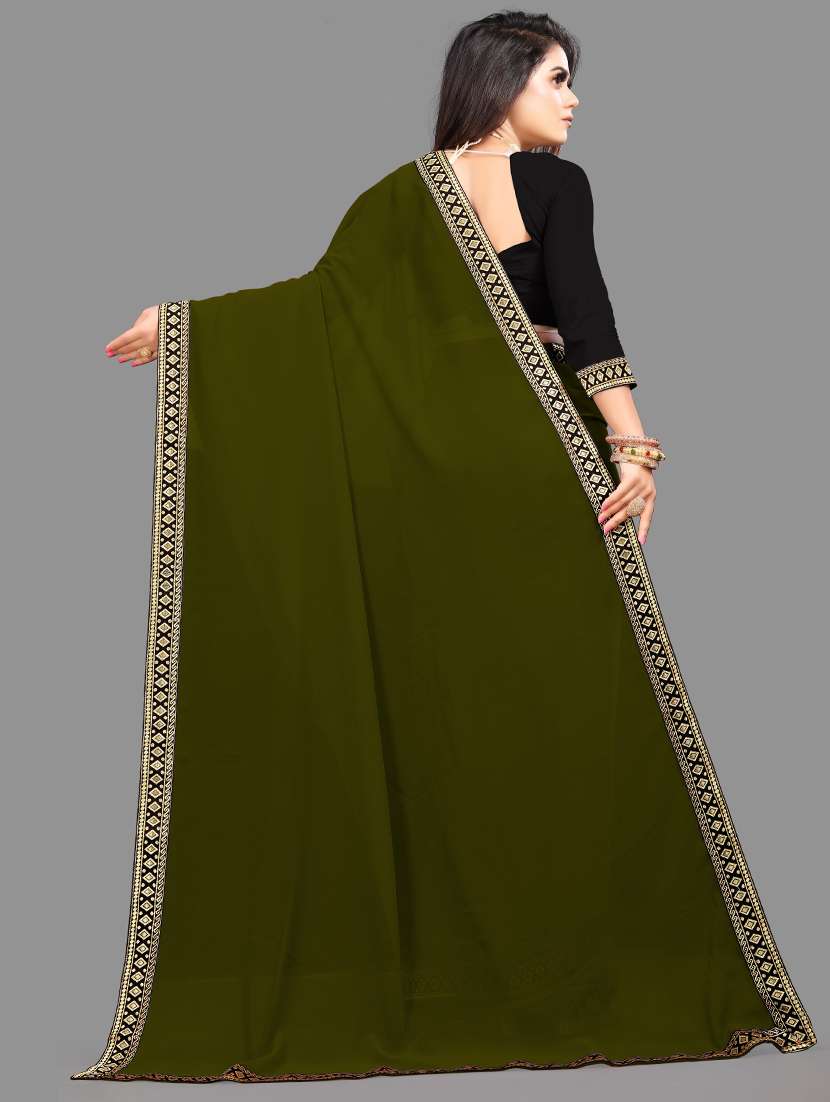 women's bordered green colored saree with blouse - 18909580 - Standard Image - 1
