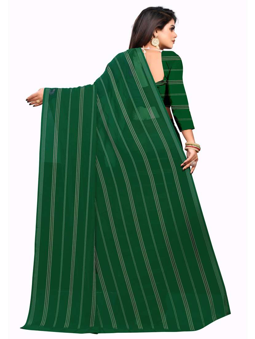 women's stripes dark green colored saree with blouse - 18909600 - Standard Image - 1