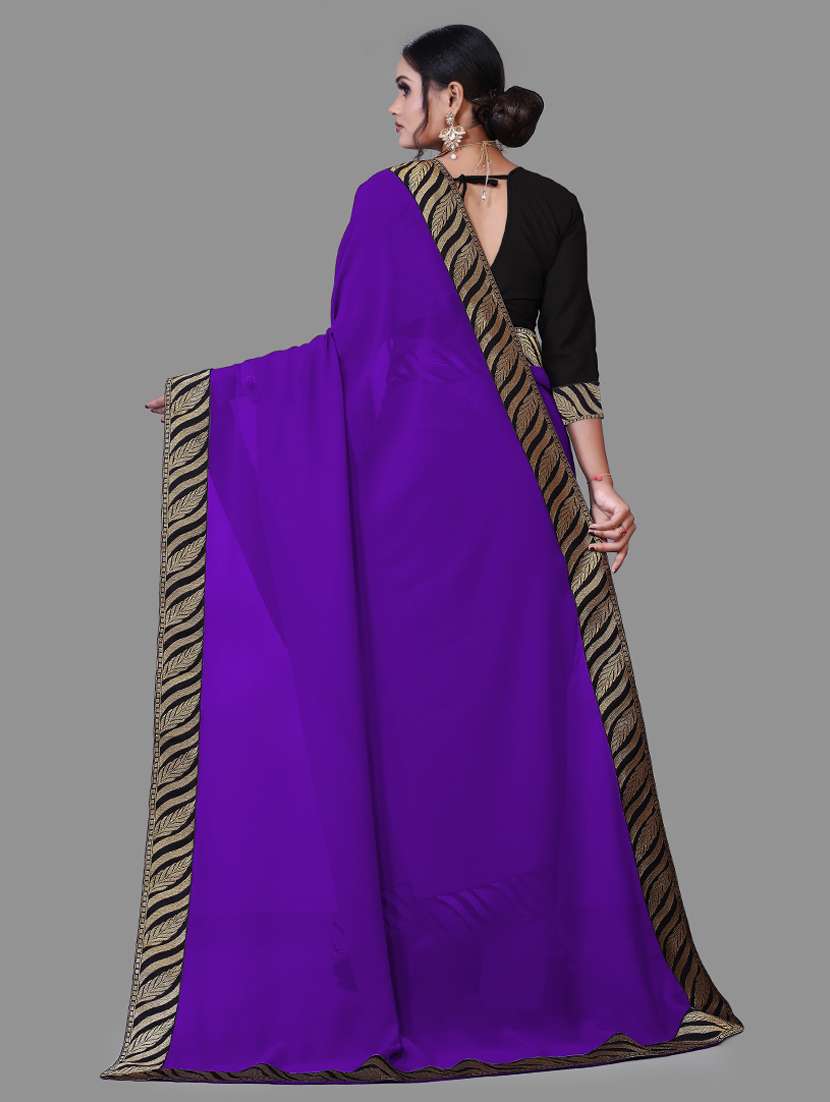 women's bordered blue colored saree - 18909672 - Standard Image - 1