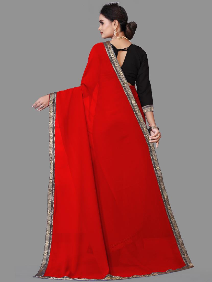 women's bordered royal blue colored saree with blouse - 18909746 -  Standard Image - 1