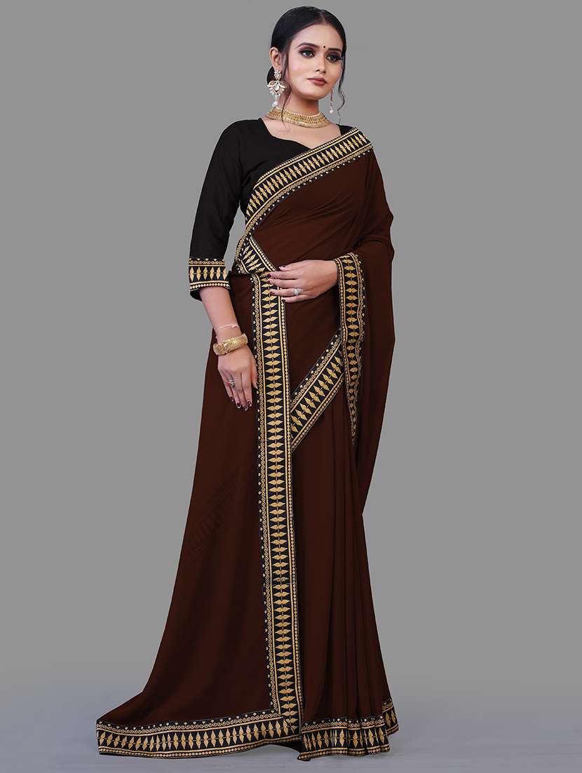 women's bordered royal blue colored saree - 18909898 -  Standard Image - 1