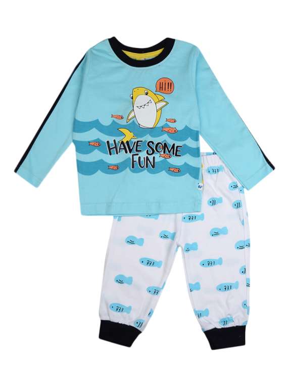 blue cotton twin set