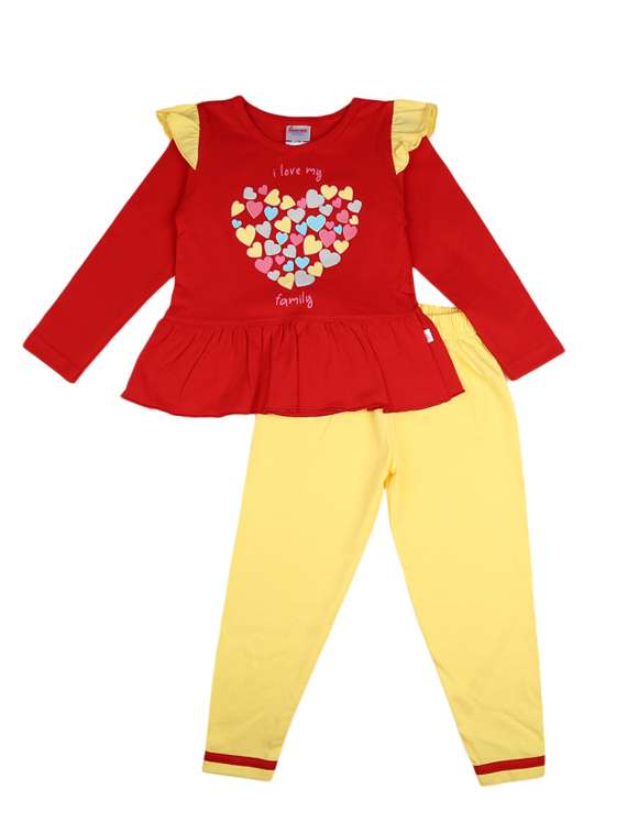 red & yellow cotton twin set