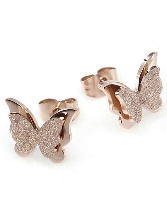 rose gold-plated clip on studs earrings