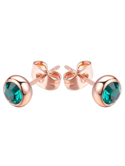 rose gold plated green zircon stone stud earrings - 18910344 - Standard Image - 0