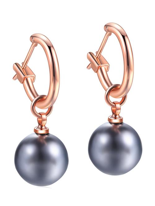 rose gold with round pearl drop earrings - 18910357 - Standard Image - 0