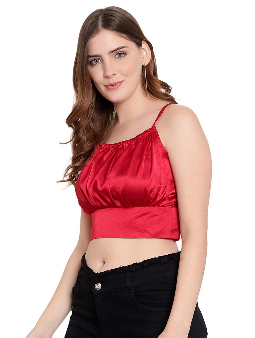 red square neck crop top - 18912701 -  Standard Image - 1