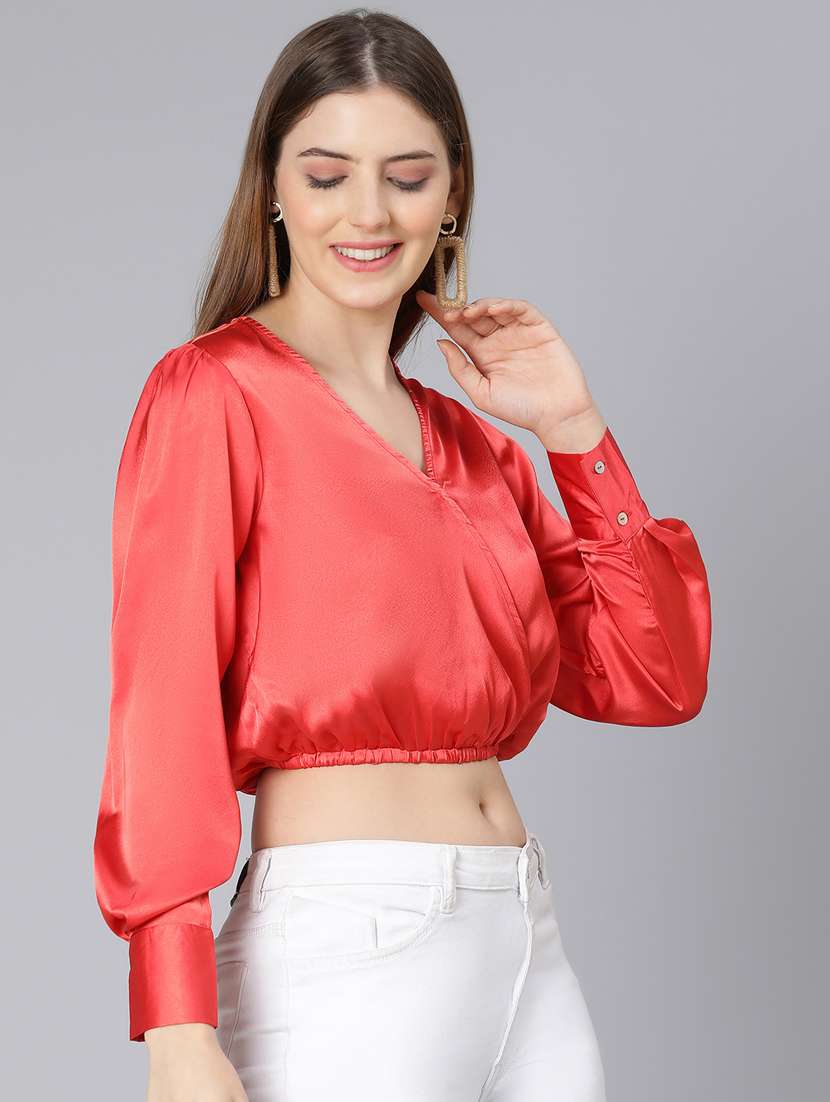 women's crop v neck top - 18912739 -  Standard Image - 1