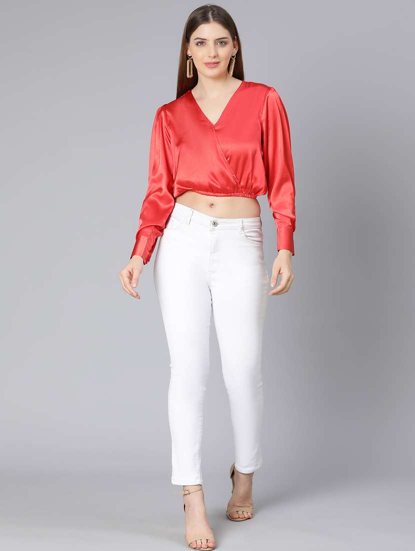 women's crop v neck top - 18912739 -  Standard Image - 4