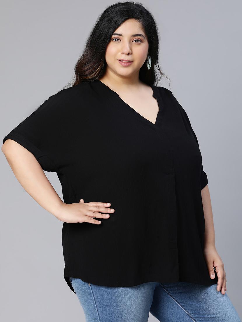 women plus size mandarin neck top - 18912750 - Standard Image - 1