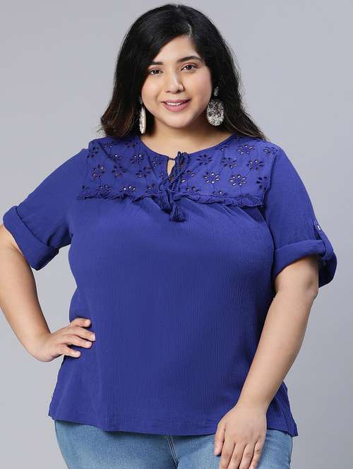 women's straight round neck top - 18912753 - Standard Image - 0