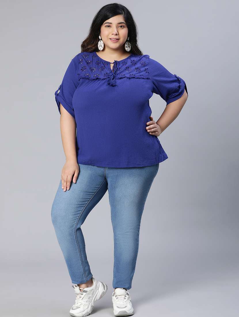 women's straight round neck top - 18912753 - Standard Image - 4