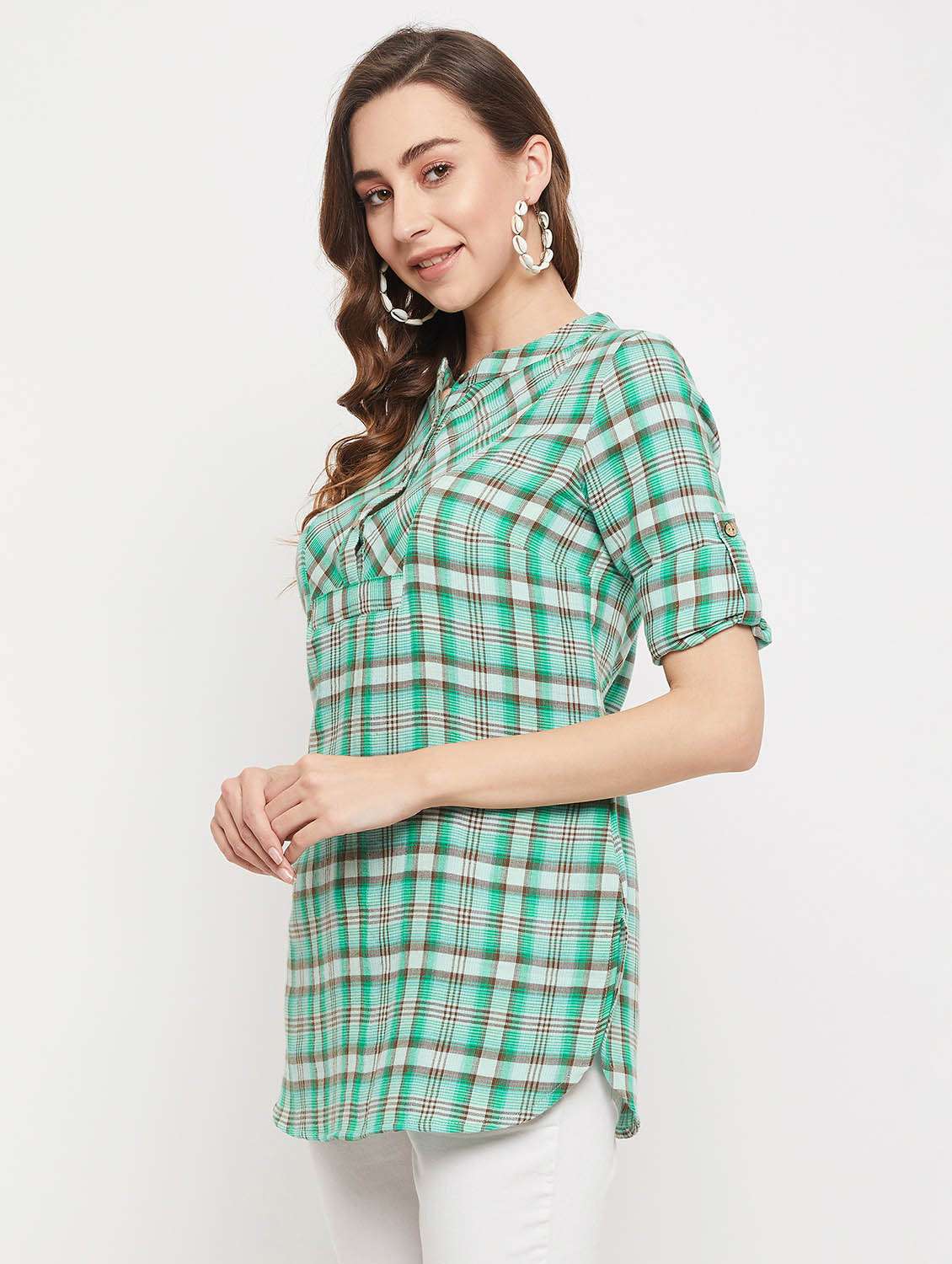 green checked a-line tunic - 18913101 - Standard Image - 1