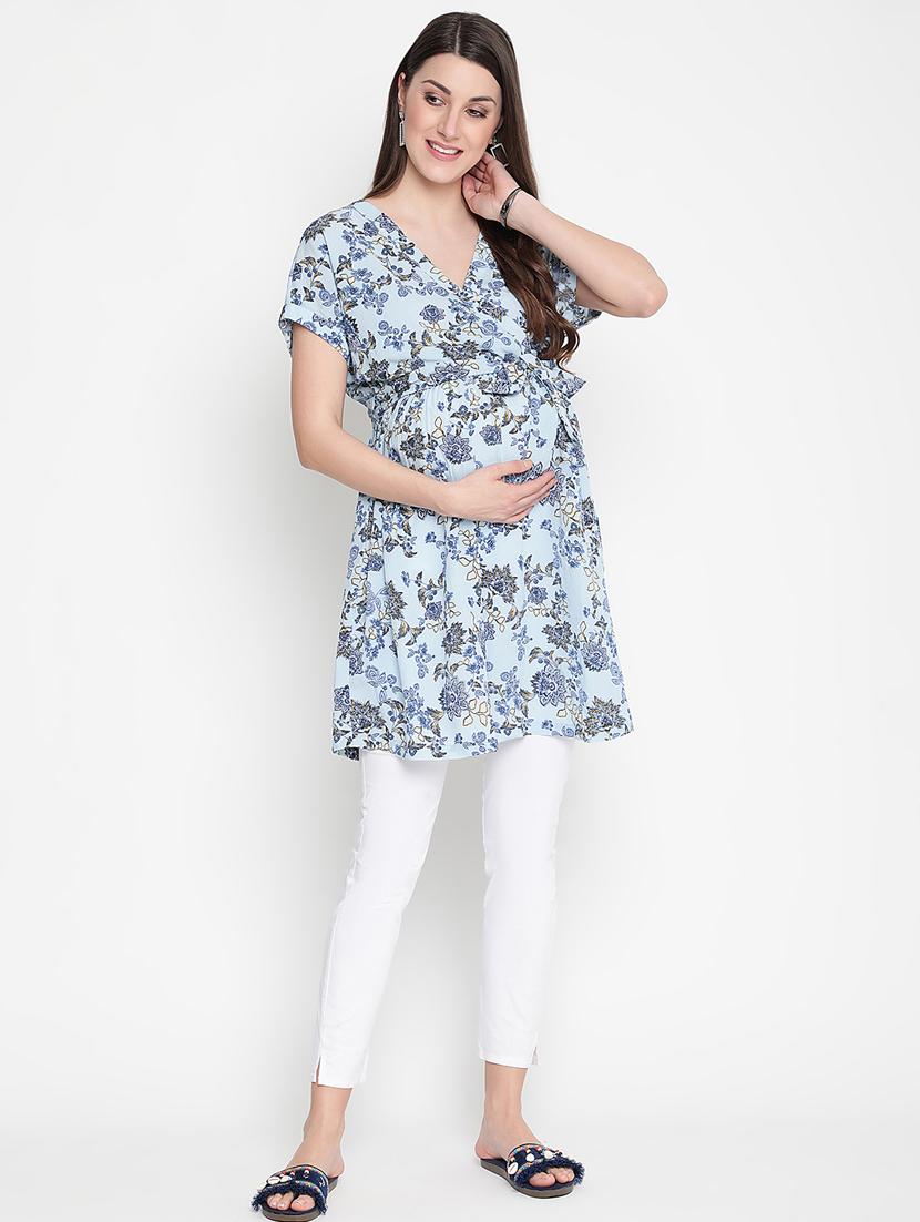 tie front floral maternity wear tunic - 18913353 - Standard Image - 4