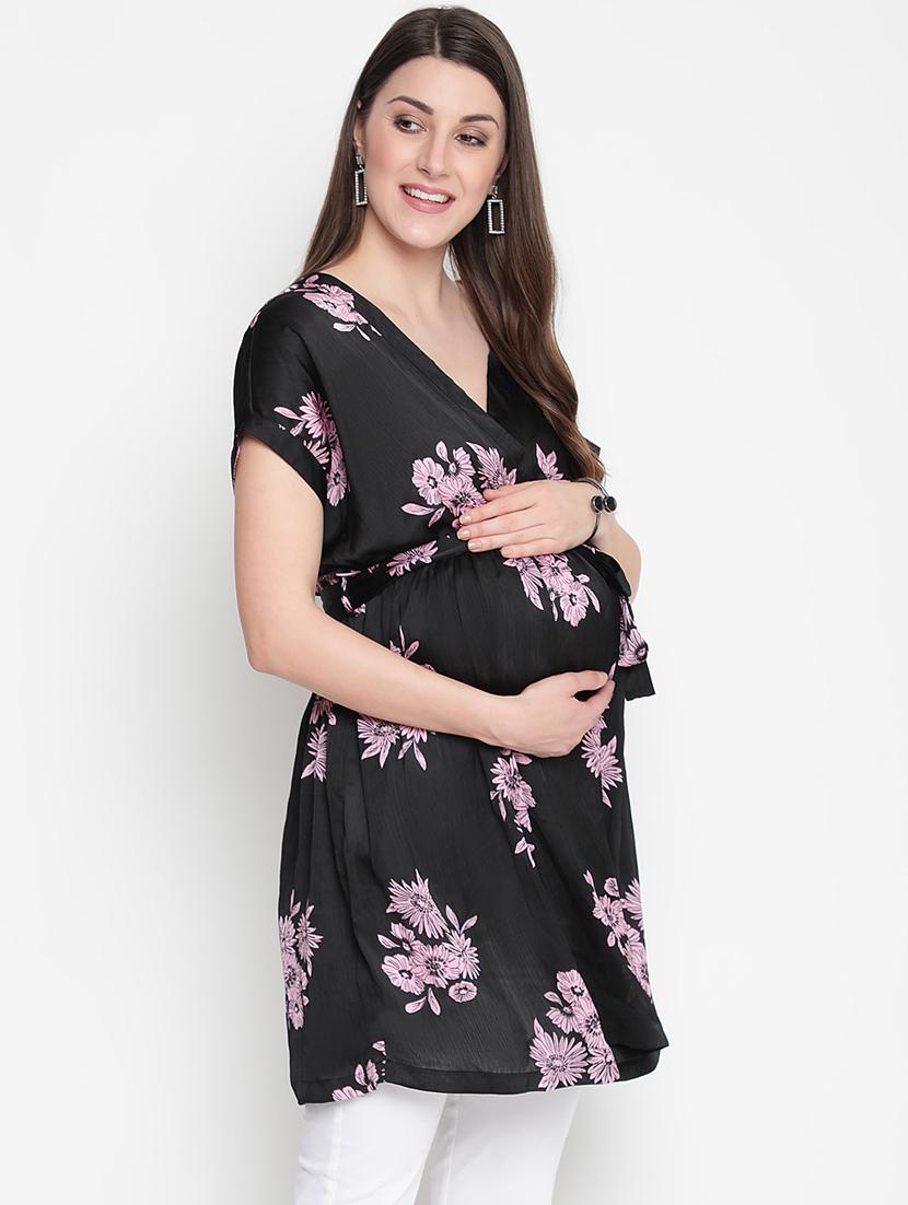 tie front floral maternity wear tunic - 18913355 - Standard Image - 1