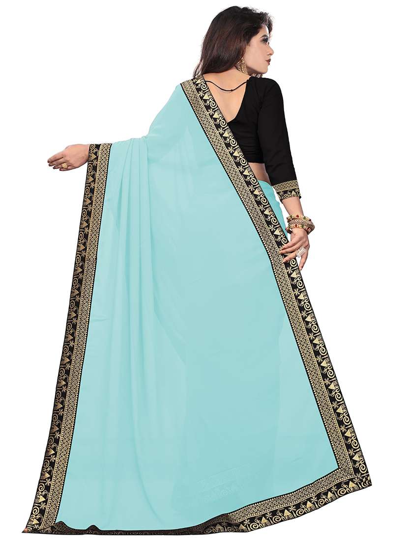women's bordered royal blue colored saree with blouse - 18928964 -  Standard Image - 1