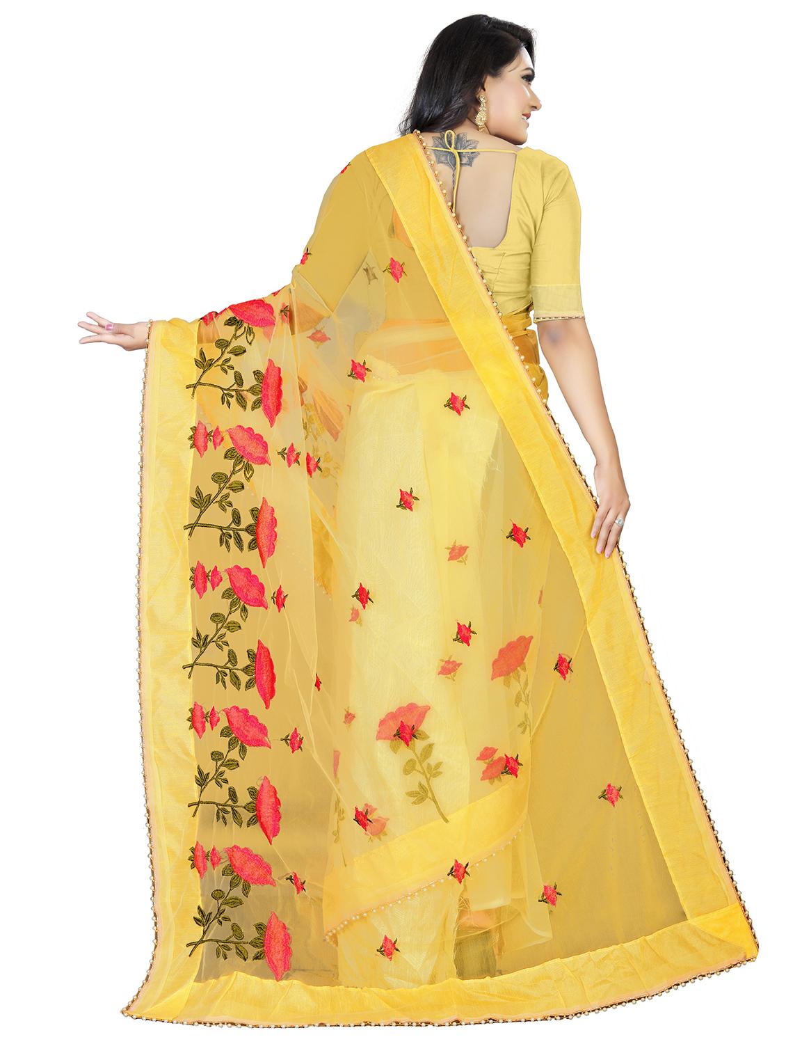 yellow embroidered saree - 18929167 - Standard Image - 1