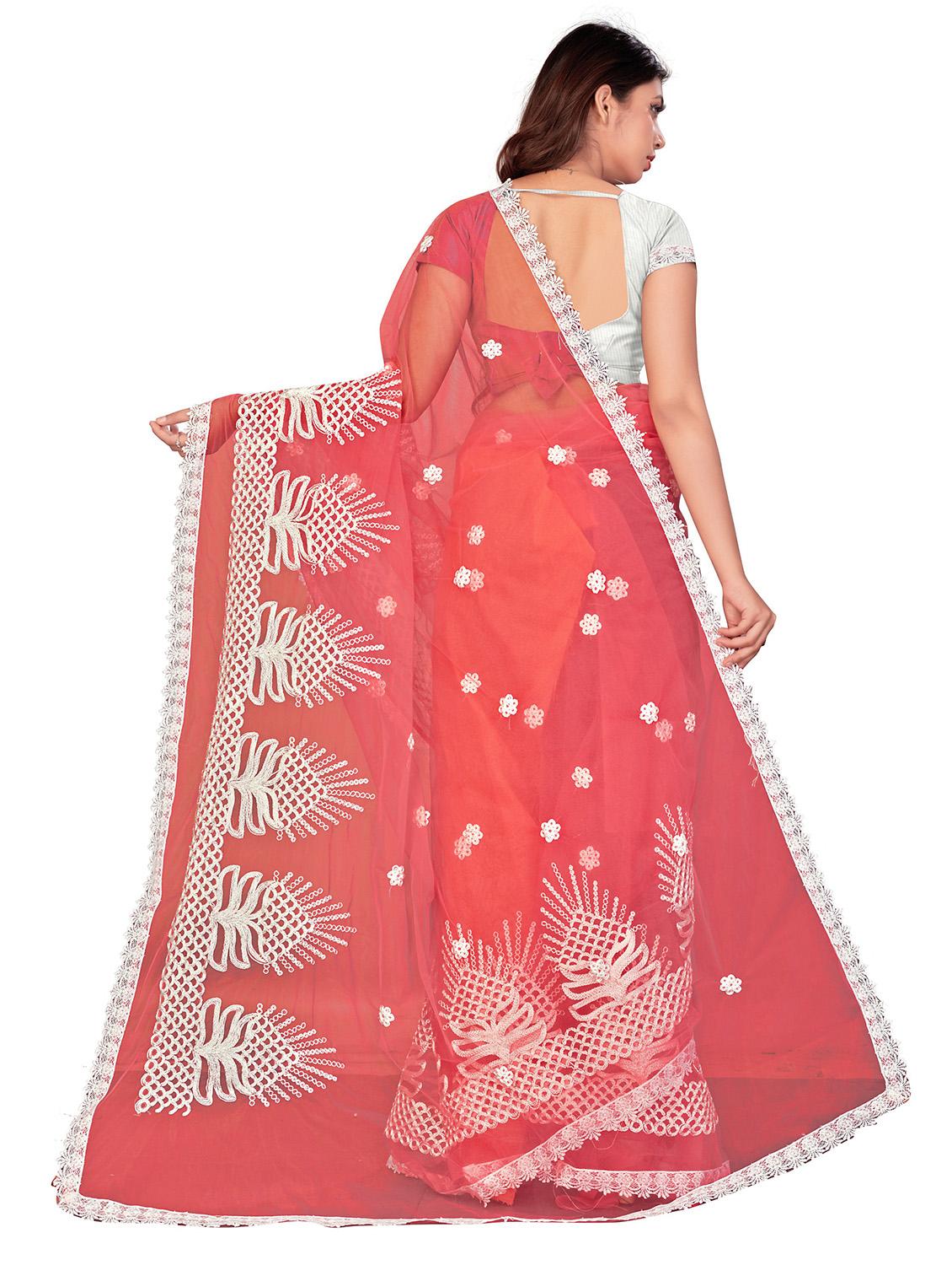 pink embroidered saree with blouse - 18929185 - Standard Image - 1