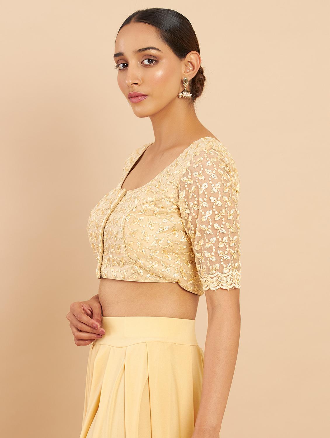 embellished gold blouse - 18929355 - Standard Image - 1