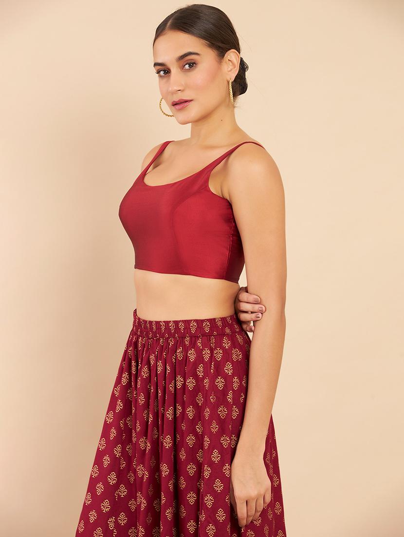 red silk solid blouse - 18929481 - Standard Image - 1