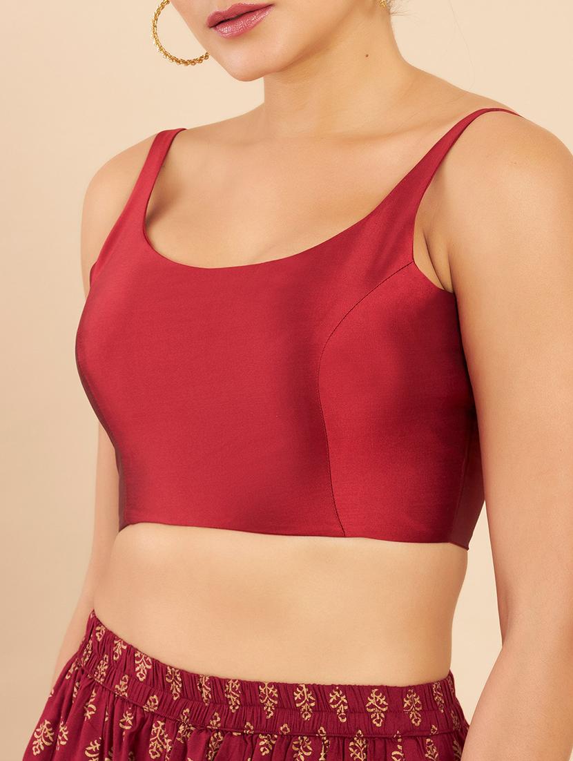 red silk solid blouse - 18929481 - Standard Image - 4