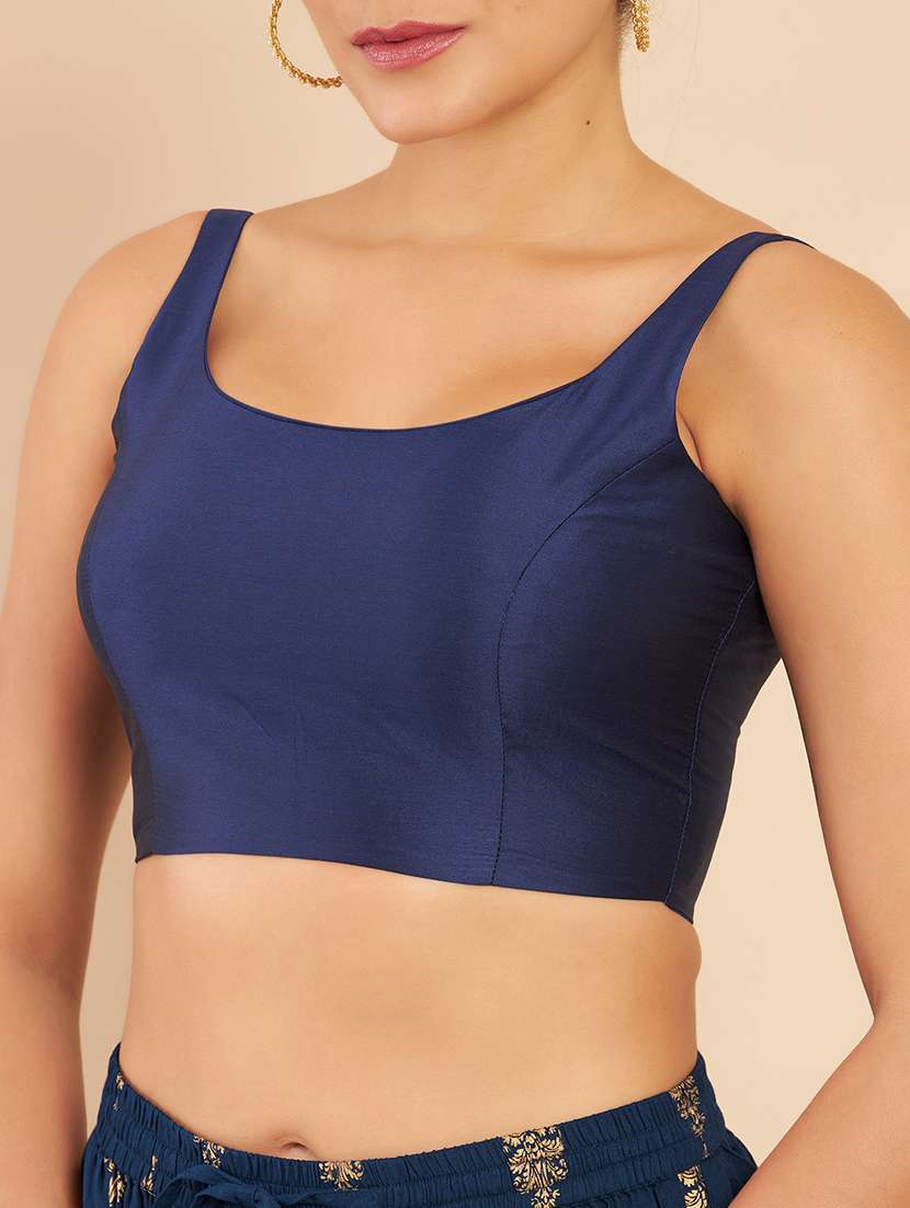 navy blue solid blouse - 18929496 - Standard Image - 4