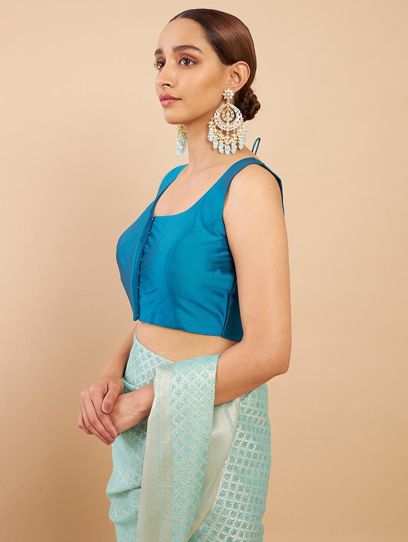 royal blue solid blouse - 18929537 - Standard Image - 1
