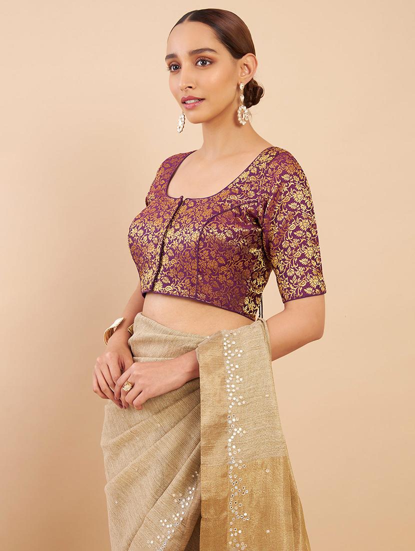 purple zari work blouse - 18929688 - Standard Image - 1