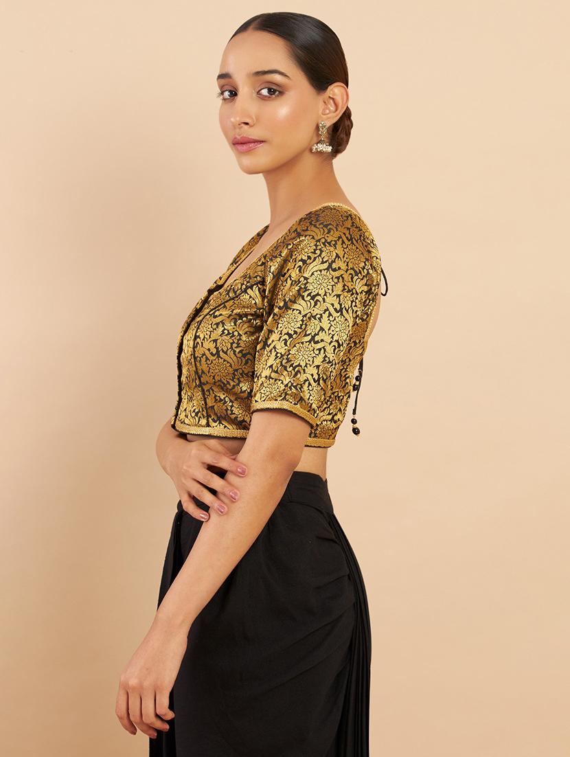 black zari work blouse - 18929701 - Standard Image - 1