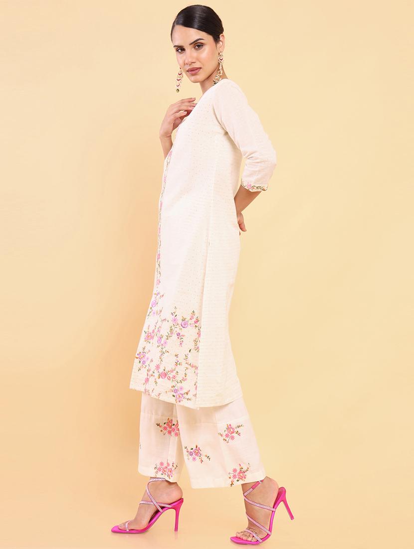 off-white embroidered suit set - 18931505 - Standard Image - 1