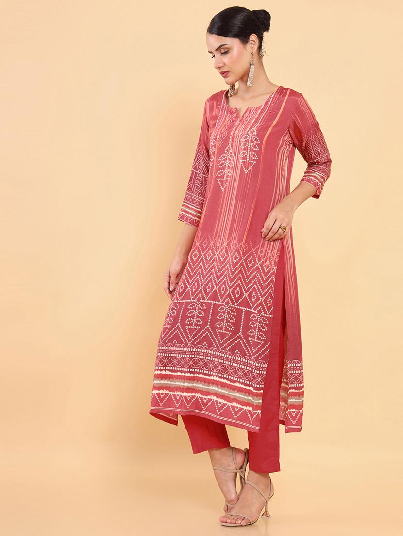 rust printed suit set - 18931742 - Standard Image - 1