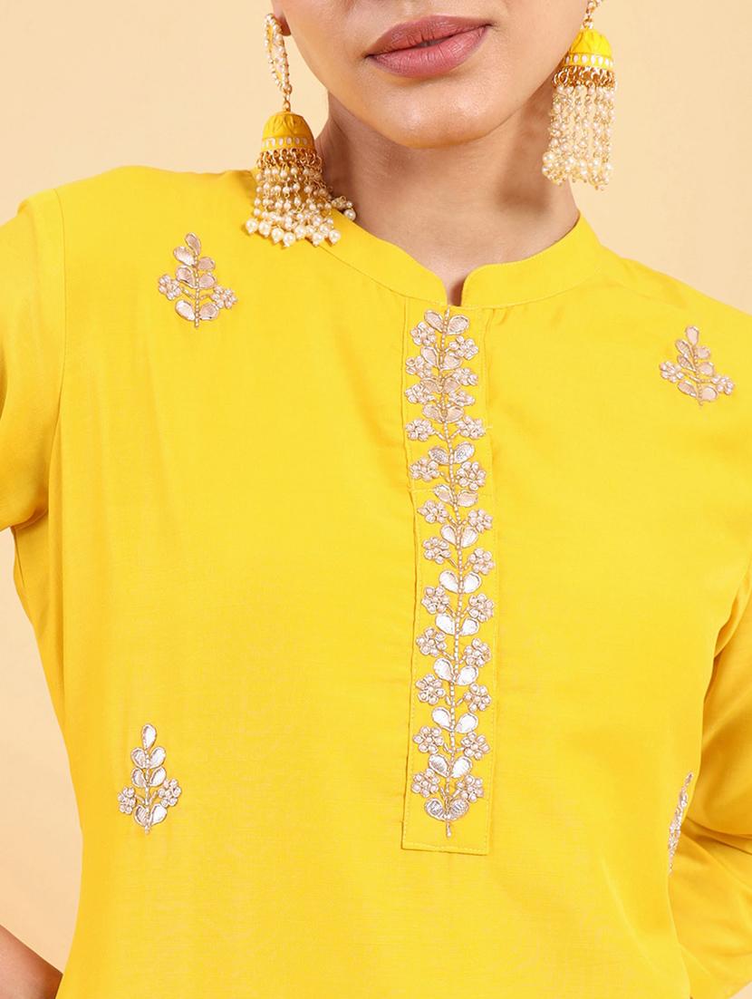 mustard solid zari work suit set - 18931746 - Standard Image - 4