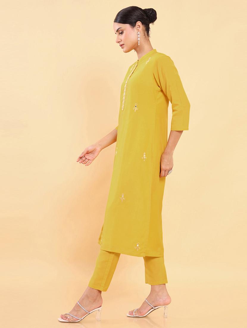 embroidered straight kurta set - 18931761 -  Standard Image - 1