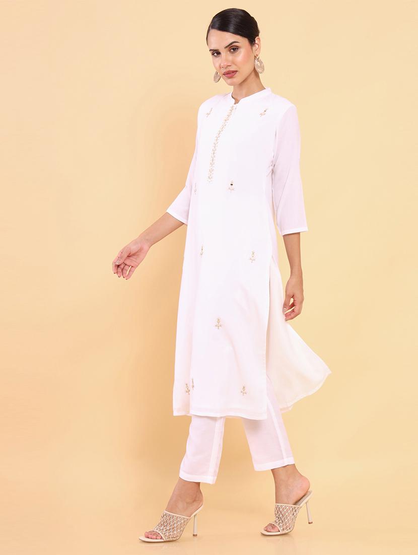 embroidered straight kurta set - 18931765 - Standard Image - 1
