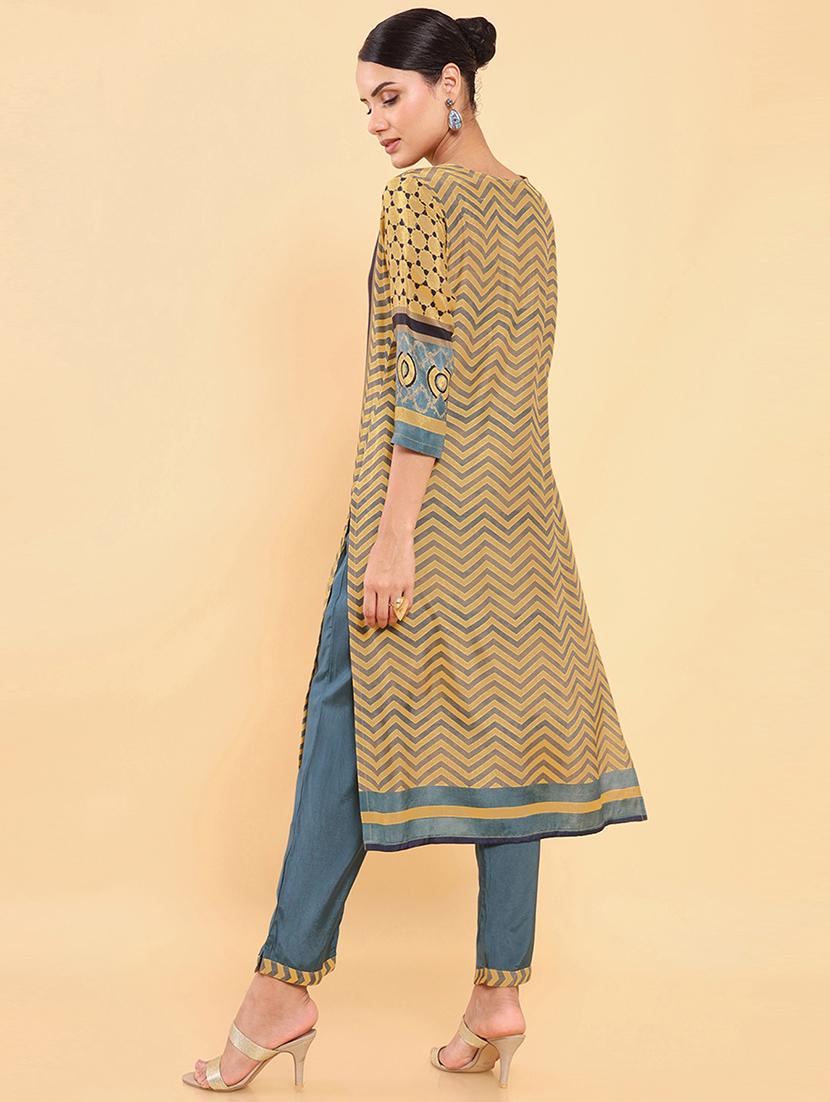 yellow printed suit set - 18931866 - Standard Image - 1