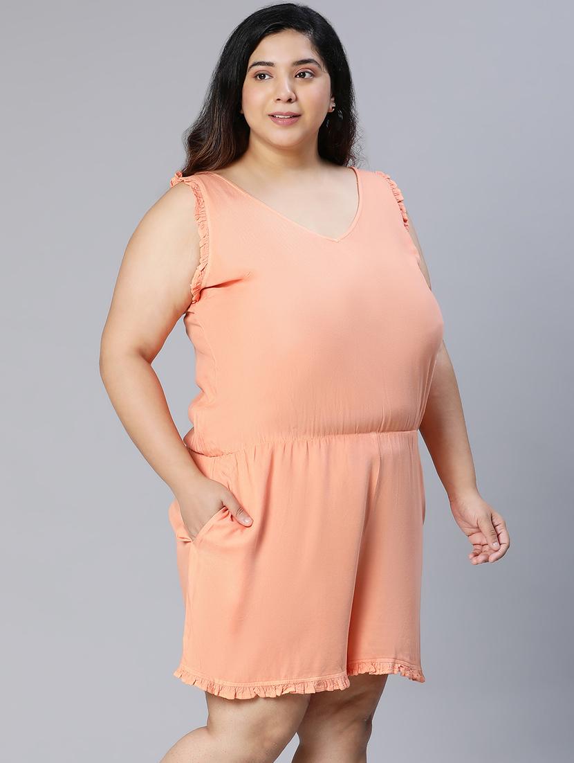 orange solid jumpsuit - 18935634 - Standard Image - 1