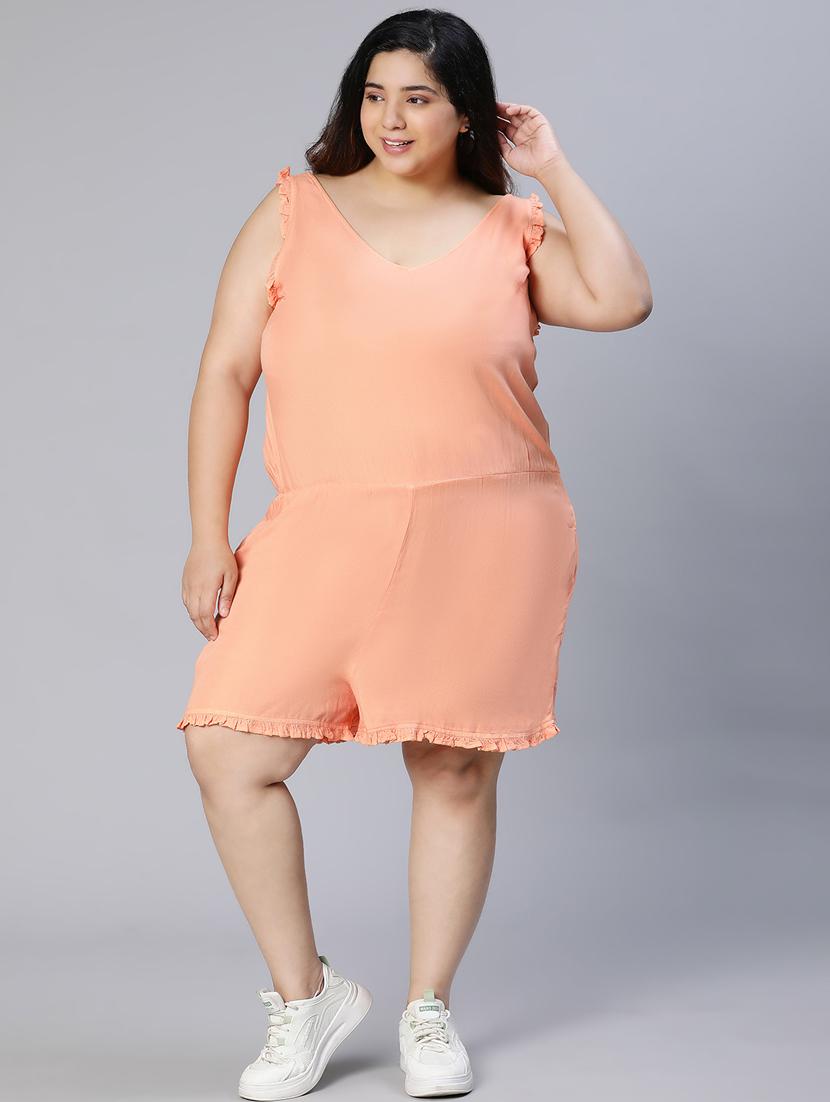 orange solid jumpsuit - 18935634 - Standard Image - 4